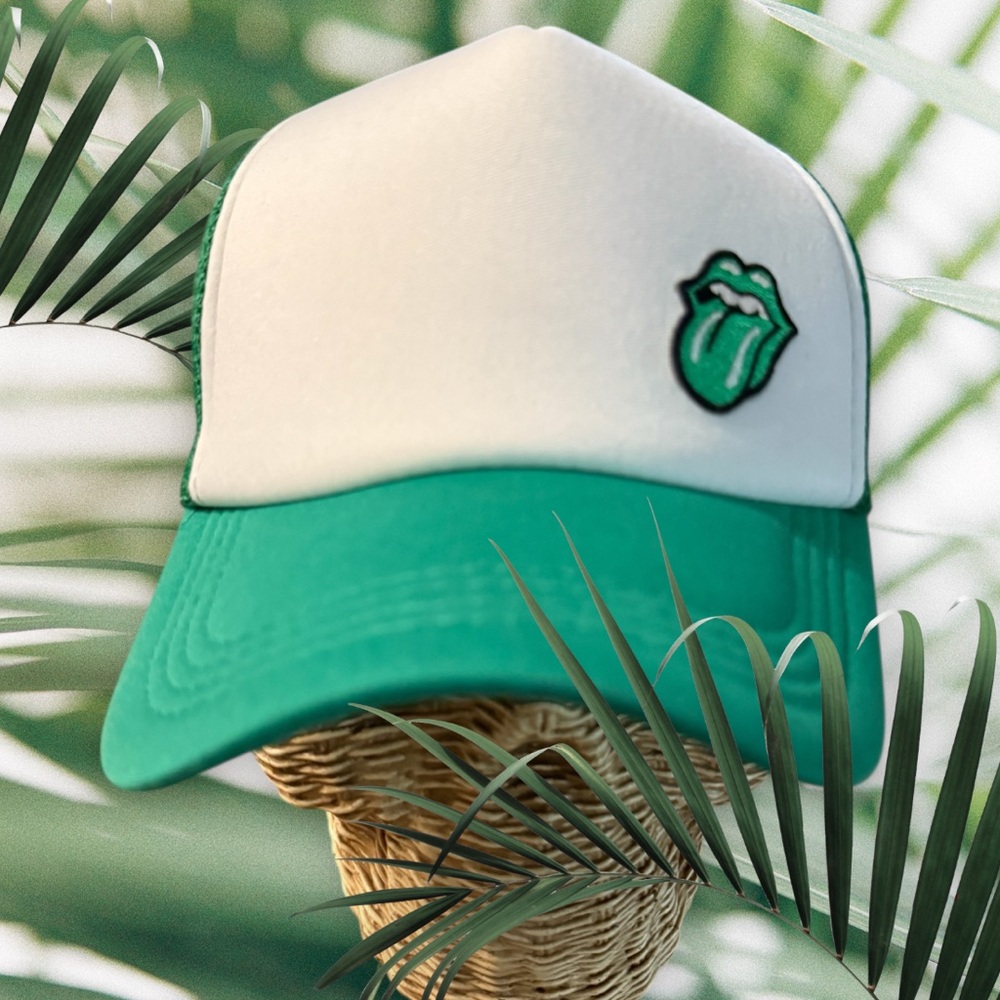 Rolling Stone- Foam Trucker Green and White with adjustable SnapBack closure